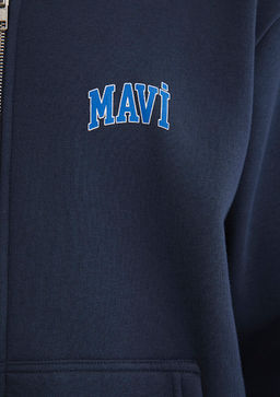 Mavi Logo Bask?l? Fermuarl? Lacivert Sweatshirt  фото 7