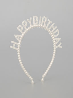 Цена за 2 шт. Ободок "Happy birthday" жемчужный