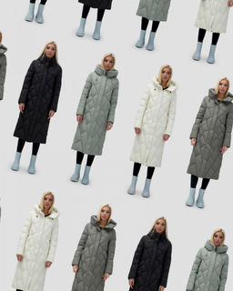 Пальто утепленное стеганное зимнее с капюшоном женское цвета хаки 9612Kh - Mtforce фото 17