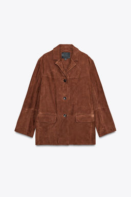 ZW COLLECTION LIMITED EDITION OVERSIZED SUEDE LEATHER BLAZER - Zara фото 8