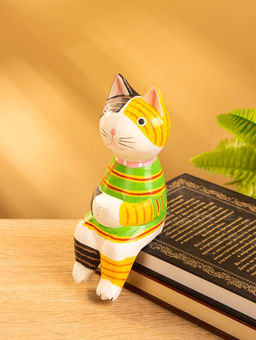 Сувенир «Кошка сидящая», 6×6×15 см, дерево, жёлтый