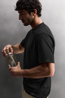 CAMISETA T?CNICA MEZCLA ALGOD?N / Negro - Zara фото 6