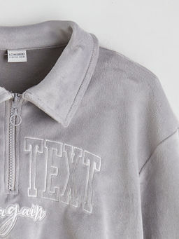 Polo Yaka Kadife K?z ?ocuk Sweatshirt