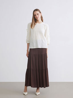 Bisiklet Yaka Dokulu Bluz