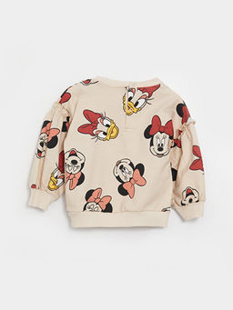 Bisiklet Yaka Uzun Kollu Minnie Mouse Bask?l? K?z Bebek Sweatshirt ve Tayt 2li Tak?m - Waikiki фото 3