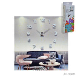 Часы аппликация 3D 50-70 см / ZH00220S/1 /уп 72/ серебро