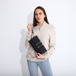 Сумка-клатч на магнитах, ремешок на запястье, цвет чёрный - Simaland фото 7