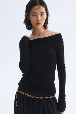 Top off-the-shoulder con detalle girado - H&m фото 3