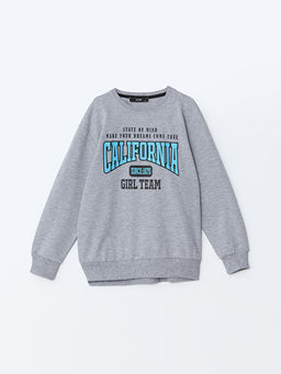 Bisiklet Yaka Uzun Kollu Bask?l? K?z ?ocuk Sweatshirt