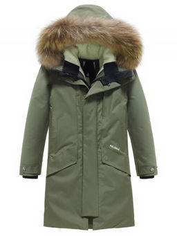 Парка зимняя подростковая для мальчика с капюшоном и мехом цвета хаки 9535Kh - Mtforce фото 8