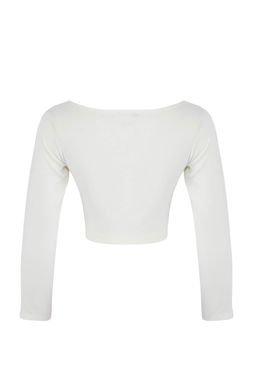Trendyolmilla Siyah-Beyaz-Antrasit 3lu Paket Crop Fitted/Vucuda Oturan Orme Bluz TWOAW25BZ00300