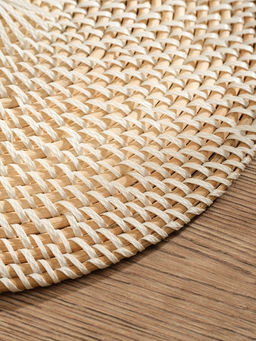 Салфетка сервировочная плетёная круглая, 30×30×0.5 см, ротанг, белая