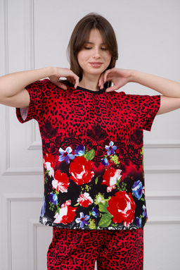 Пижама женская из интерлока Социал красная роза - Амадэль фото 7