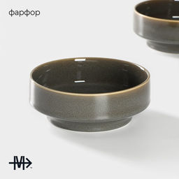 Набор тарелок фарфоровых глубоких Magistro Fog, 2 предмета: 1 л, d=17.5 см, цвет серый