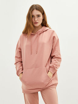 Kap??onlu D?z Uzun Kollu Kad?n Sweatshirt - Waikiki фото 3