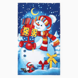 Набор новогодних полотенец Доляна Снеговик 35х60см-3штуки, 100% хлопок, вафельное полотно 162г/м2  фото 6