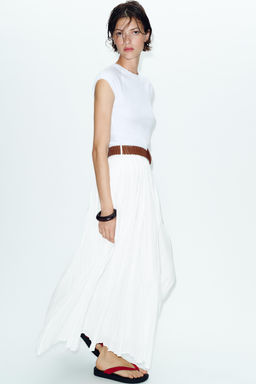 FALDA MIDI CINTUR?N / Blanco - Zara фото 3