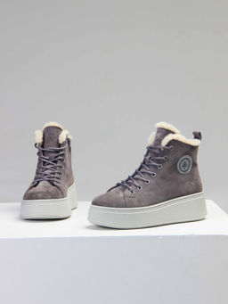 Ботинки 217.ALTAgr. Серый замок замша/Мех