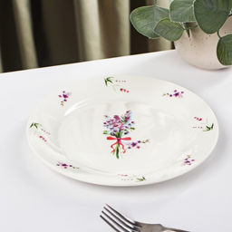 Тарелка фарфоровая десертная Доляна Лаванда, d=20,3 см, цвет белый  фото 2