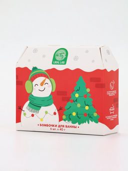 Бомбочки для ванны в домике Снеговик, набор 6 шт х 40 г, URAL LAB