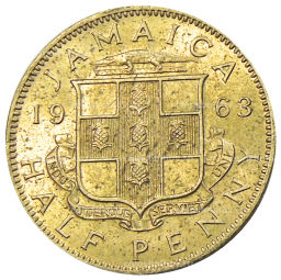 Монета 1/2 пенни 1963 года Ямайка