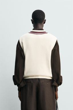 CHALECO PUNTO RIB CONTRASTE / Crudo - Zara фото 3