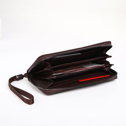 Портмоне-клатч мужской на молнии, коричневое