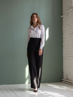 широкие брюки, расклешенные от пояса к низу - Трика фото 3