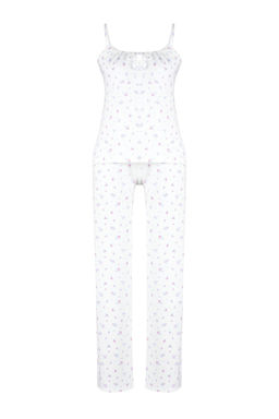 Trendyolmilla Beyaz-Cok Renkli Cicekli Baglamal? ve Ip Ask?l? Orme Pijama Tak?m? THMSS24PT00233 фото 7
