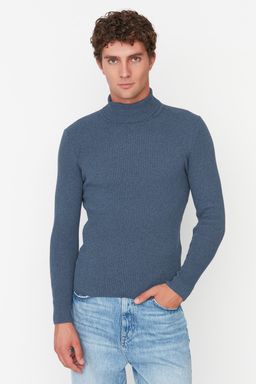 TRENDYOL MAN Lacivert Slim Fit Pamuklu Bal?kc? Yaka Fitilli Orgu Kazak TMNAW20MG0031 - Trendyolmilla фото 2