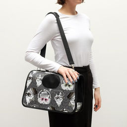 Сумка-переноска каркасная Зимние коты, размер S, 37,5 х 17 х 22 см - Пижон фото 9