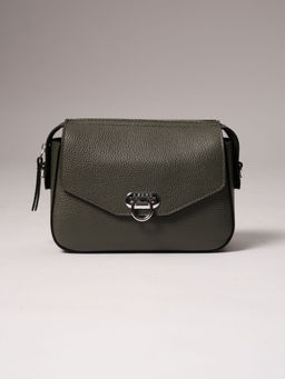 Сумка кожаная через плечо Azaro 3684 зеленый мох