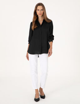 Siyah Comfort Fit Saten Uzun Kollu G_mlek - Pierre cardin фото 4