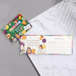 Цена за 10 шт. Диплом выпускника детского сада, 44.5×16.5 см