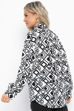 Блуза хлопковая Танец линий (черно-белая) Б14856-14М