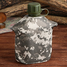 Фляга Командор, пластик 1 л, камуфляж серый