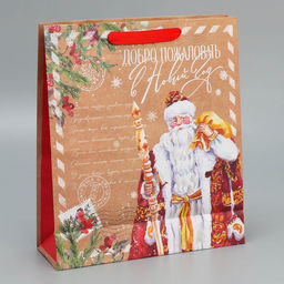 Пакет крафтовый вертикальный Почта Деда Мороза, M 26 30 9 см - Дарите счастье фото 3