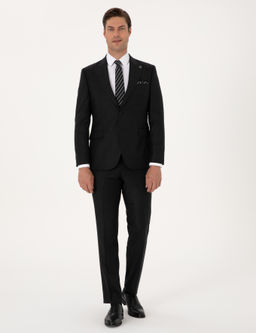 Antrasit Slim Fit Y_n Ka_mir Kar___ml_ Tak_m Elbise