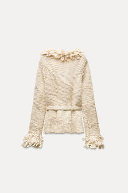 KNIT CARDIGAN WITH FRINGING - Zara фото 5