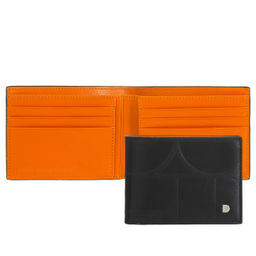 Итальянский кожаный кошелёк DuDu серии Caprera | черно-оранжевый