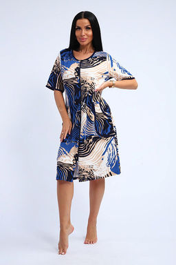 Халат женский на молнии с карманами (01057, синий) - Плиона фото 3