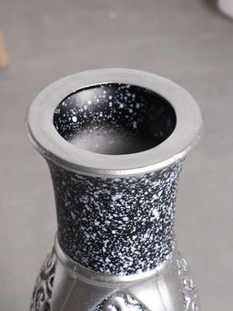 Ваза напольная «Нико», 60×15 см, керамика, серебристо-чёрная