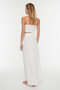 TRENDYOLMILLA Ekru Maxi Dokuma Volanl? Plaj Etegi TBESS19WV0004  фото 9