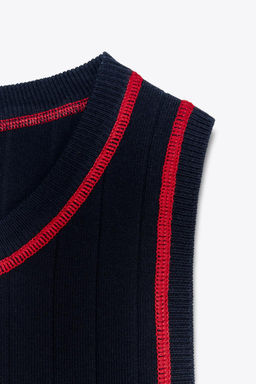 CONTRAST STITCH SLEEVELESS KNIT TOP - Zara фото 4