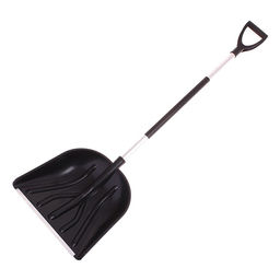 Лопата для уборки снега, пластиковый ковш 410×460 мм, металлическая планка, алюминиевый черенок, с ручкой