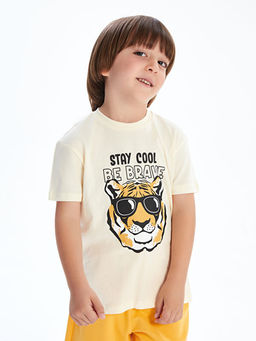 Bisiklet Yaka Bask?l? Erkek ?ocuk Ti??rt ve ?ort 2li