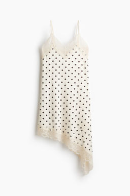 Vestido lencero con ribetes de encaje