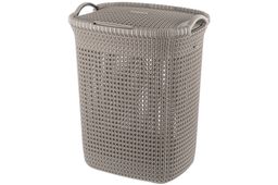 Корзина для белья 37 л 39*31,5*50 см с крышкой Паола серо-коричневая (модель 467)