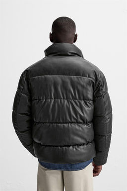 LEATHER EFFECT PUFFER JACKET - Zara фото 3