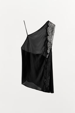 ASYMMETRIC SATIN TOP WITH LACE - Zara фото 3